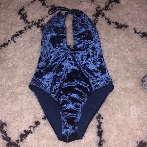 Giani Bini Blue Crushed Velvet One Piece Swimsuit